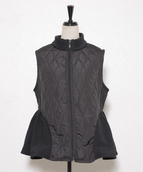 【フリー】裏起毛×キルティング切替フレアベスト｜Economico