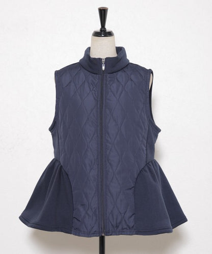 【フリー】裏起毛×キルティング切替フレアベスト｜Economico