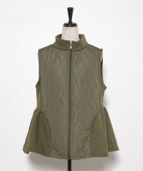 【フリー】裏起毛×キルティング切替フレアベスト｜Economico