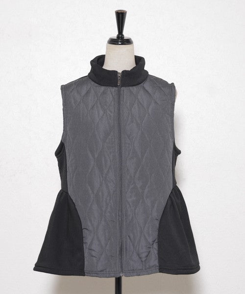 【フリー】裏起毛×キルティング切替フレアベスト｜Economico