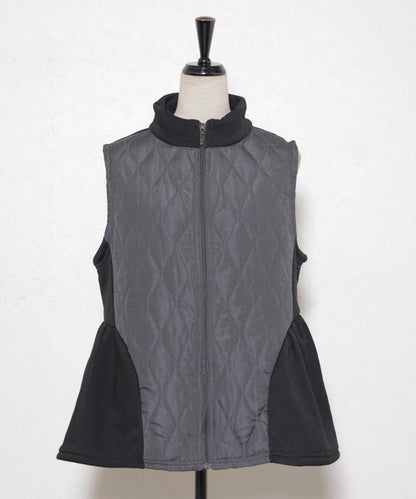 【フリー】裏起毛×キルティング切替フレアベスト｜Economico