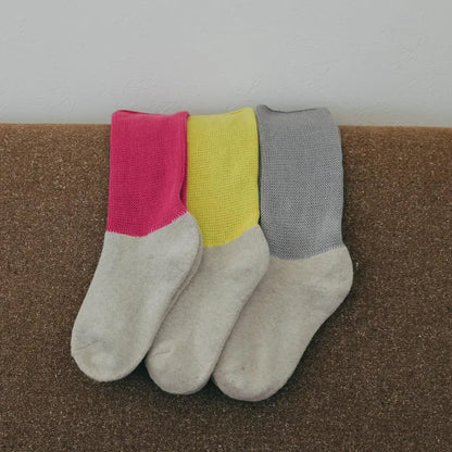 3足セットのカラーソックス（ピンク・イエロー・グレー）
