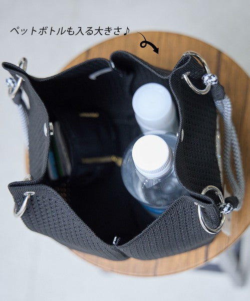 キラキラ カメリア メッシュ ミニバッグ 自立 折りたたみ 2WAY