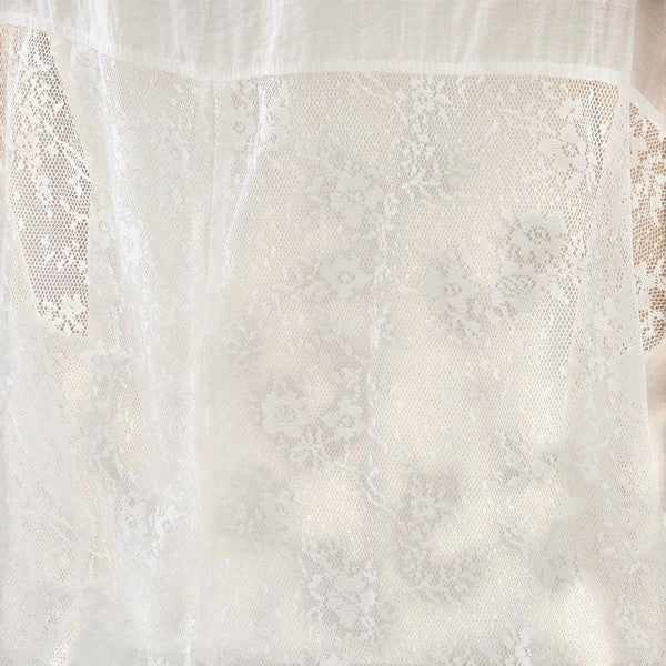Mikonosublue Store white sheer floral lace panel long sleeve blouse