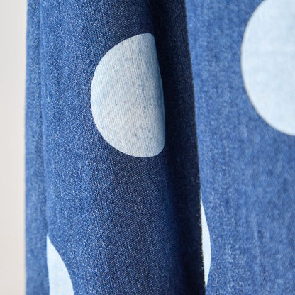 【M〜L】ドット切り替えバルーンデニムパンツ 大人可愛い個性派シルエット 綿100％