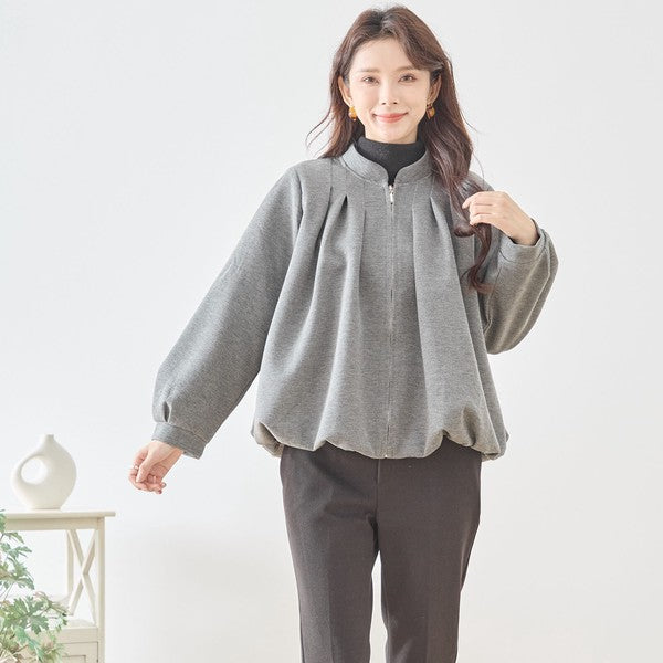 【M〜L】タックデザインジップアップブルゾン｜TRUBE