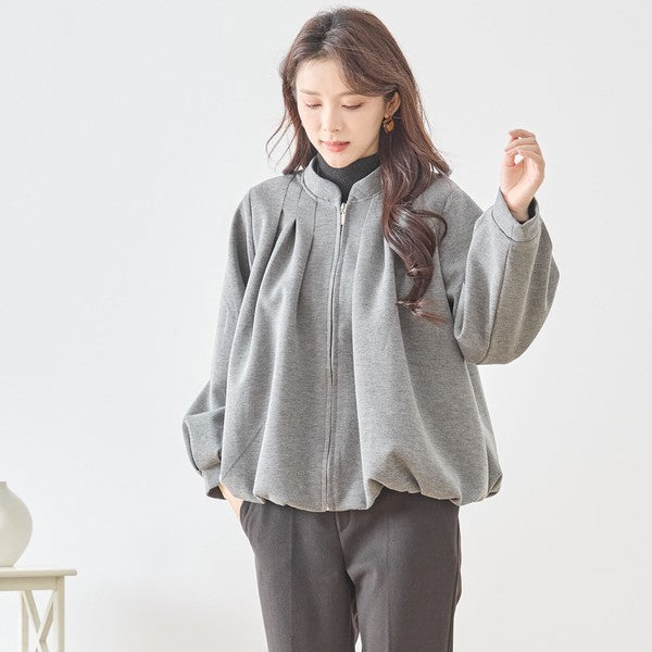 【M〜L】タックデザインジップアップブルゾン｜TRUBE