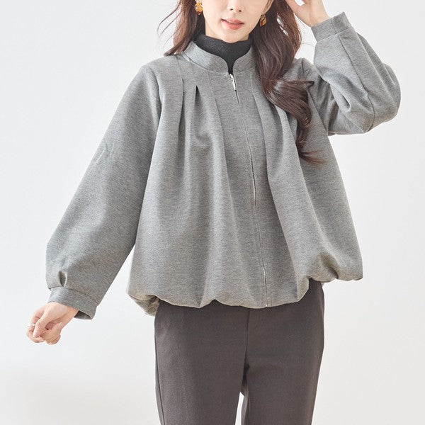 【M〜L】タックデザインジップアップブルゾン｜TRUBE