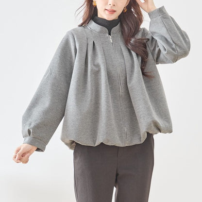 【M〜L】タックデザインジップアップブルゾン｜TRUBE