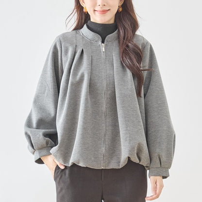 【M〜L】タックデザインジップアップブルゾン｜TRUBE