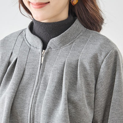 【M〜L】タックデザインジップアップブルゾン｜TRUBE