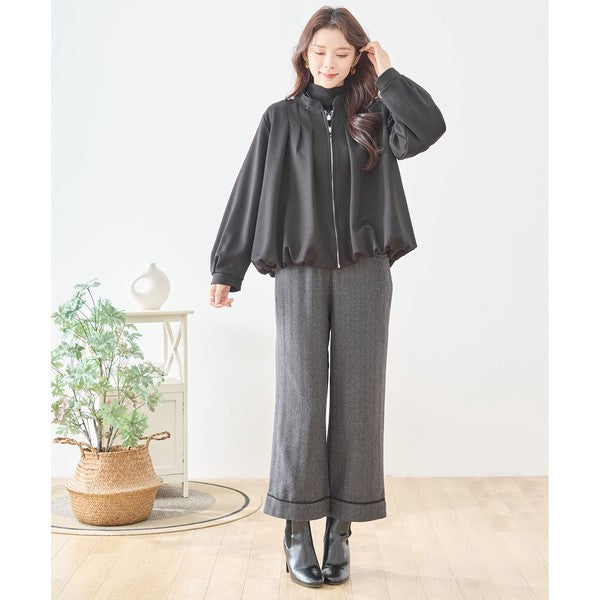 【M〜L】タックデザインジップアップブルゾン｜TRUBE