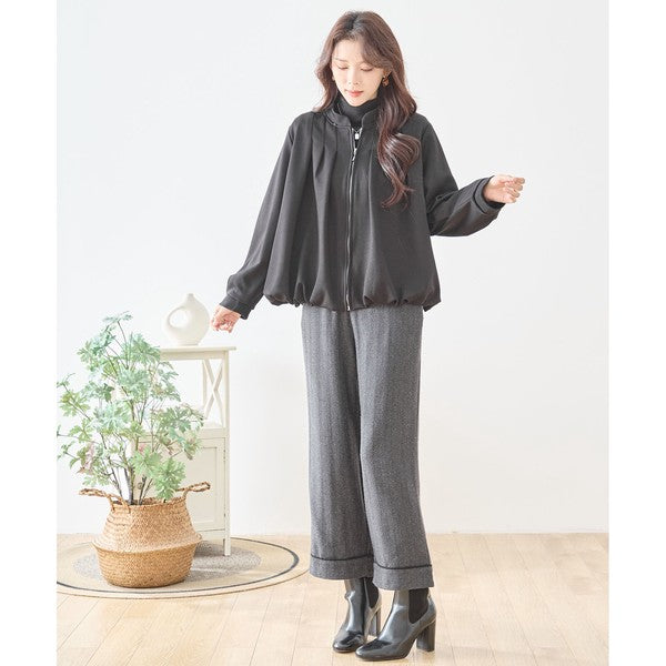 【M〜L】タックデザインジップアップブルゾン｜TRUBE