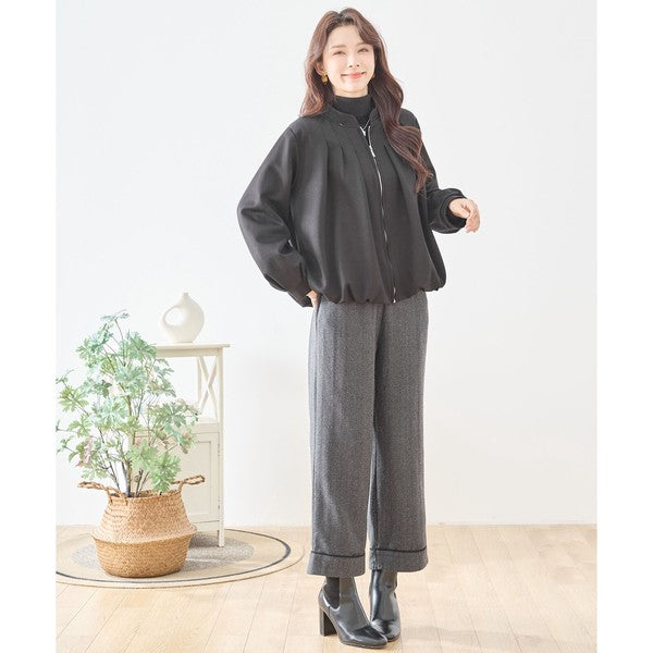 【M〜L】タックデザインジップアップブルゾン｜TRUBE