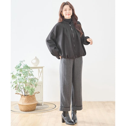 【M〜L】タックデザインジップアップブルゾン｜TRUBE