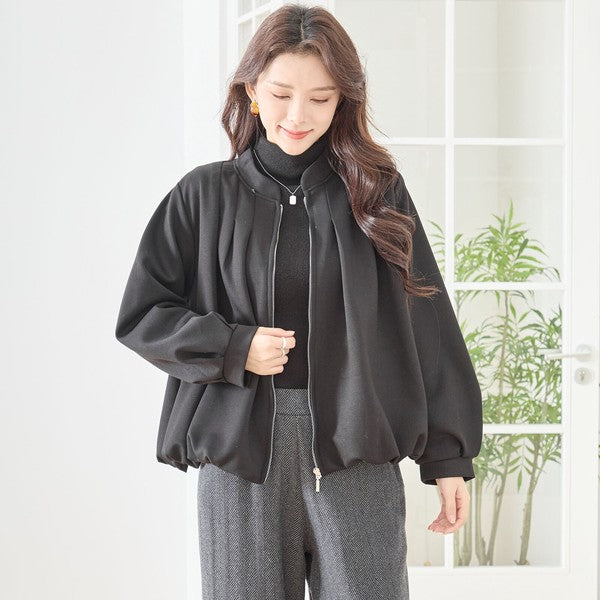 【M〜L】タックデザインジップアップブルゾン｜TRUBE