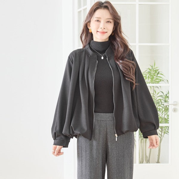 【M〜L】タックデザインジップアップブルゾン｜TRUBE