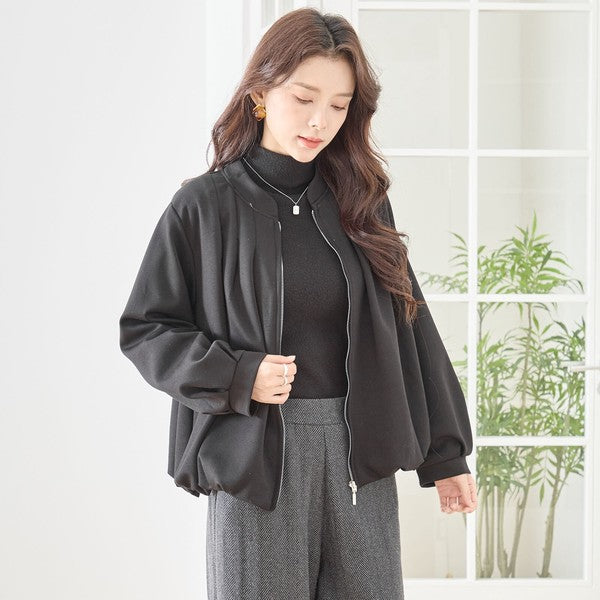 【M〜L】タックデザインジップアップブルゾン｜TRUBE