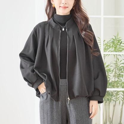 【M〜L】タックデザインジップアップブルゾン｜TRUBE