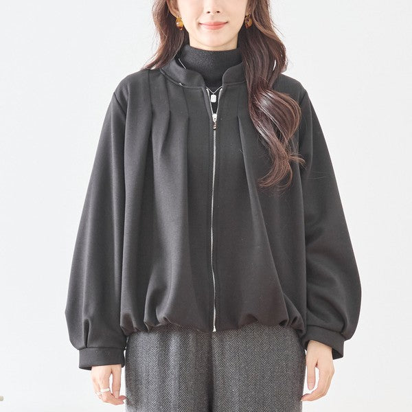 【M〜L】タックデザインジップアップブルゾン｜TRUBE