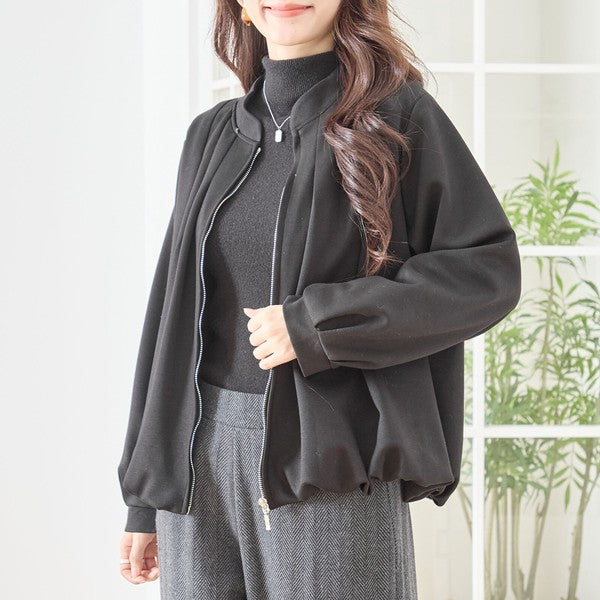 【M〜L】タックデザインジップアップブルゾン｜TRUBE