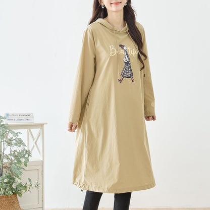 【M〜L】ガールモチーフプリントフードロングワンピース｜TRUBE