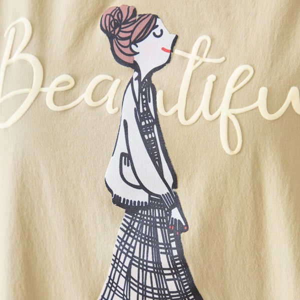 【M〜L】ガールモチーフプリントフードロングワンピース｜TRUBE