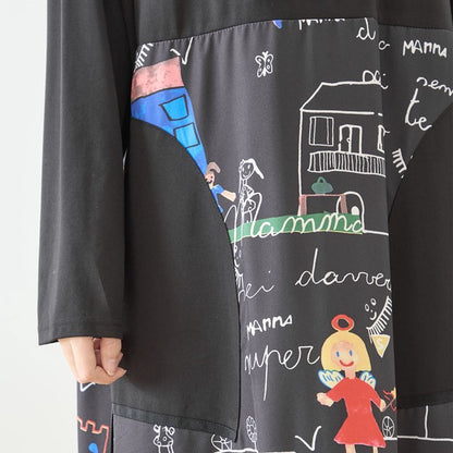 【M〜L】イラストプリント切替フーディワンピース｜TRUBE