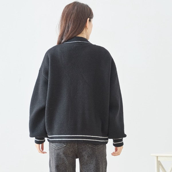 【M〜L】デニムポケット切替Vネックニットカーディガン｜TRUBE