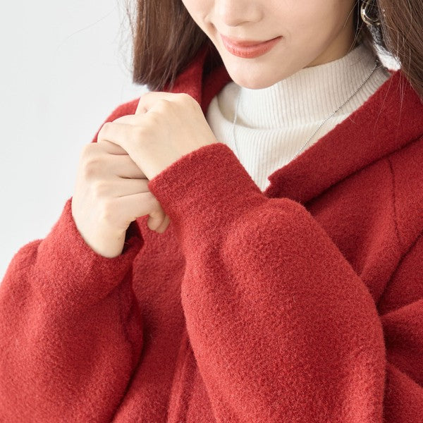 【M〜L】スマイルパッチフーデッドニットブルゾン｜TRUBE