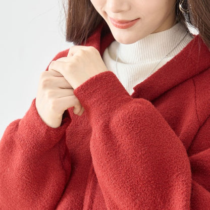 【M〜L】スマイルパッチフーデッドニットブルゾン｜TRUBE