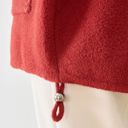 【M〜L】スマイルパッチフーデッドニットブルゾン｜TRUBE