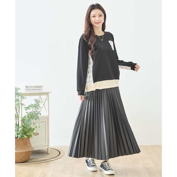 【M〜L】フラワーレース異素材切替ドロストプルオーバー｜TRUBE