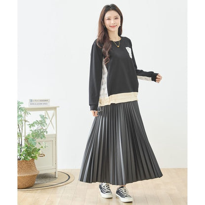 【M〜L】フラワーレース異素材切替ドロストプルオーバー｜TRUBE