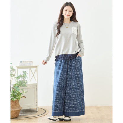 【M〜L】フラワーレース異素材切替ドロストプルオーバー｜TRUBE