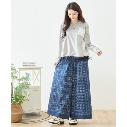 【M〜L】フラワーレース異素材切替ドロストプルオーバー｜TRUBE