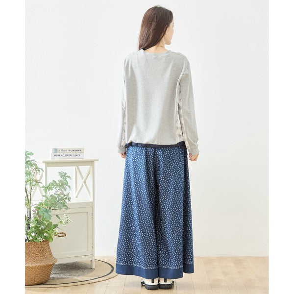 【M〜L】フラワーレース異素材切替ドロストプルオーバー｜TRUBE