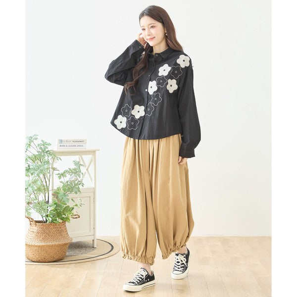 M〜L】フラワーライン刺繍シャツ｜TRUBE｜TRUBE【Mikonosublue Store】