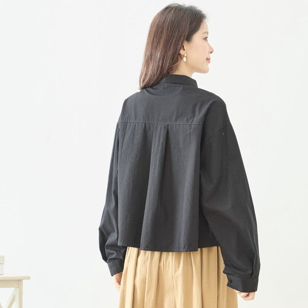 【M〜L】フラワーライン刺繍シャツ｜TRUBE