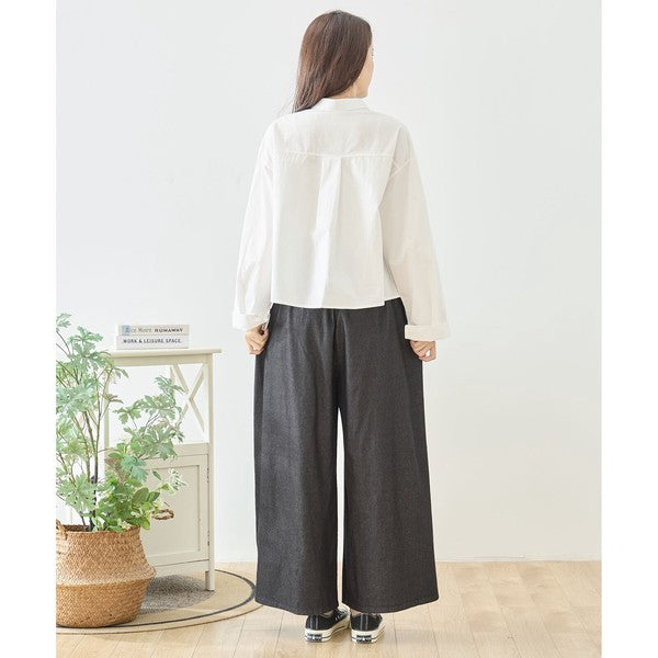 【M〜L】フラワーライン刺繍シャツ｜TRUBE