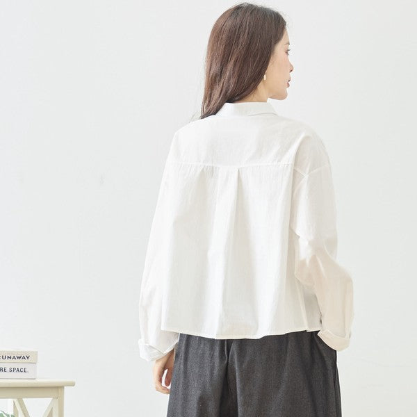 【M〜L】フラワーライン刺繍シャツ｜TRUBE