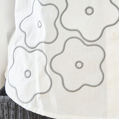 【M〜L】フラワーライン刺繍シャツ｜TRUBE